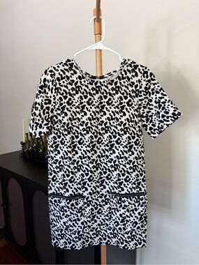 Neon Rose Black & White Animal Print Short Sleeve Mini Dress Women’s Size 10
